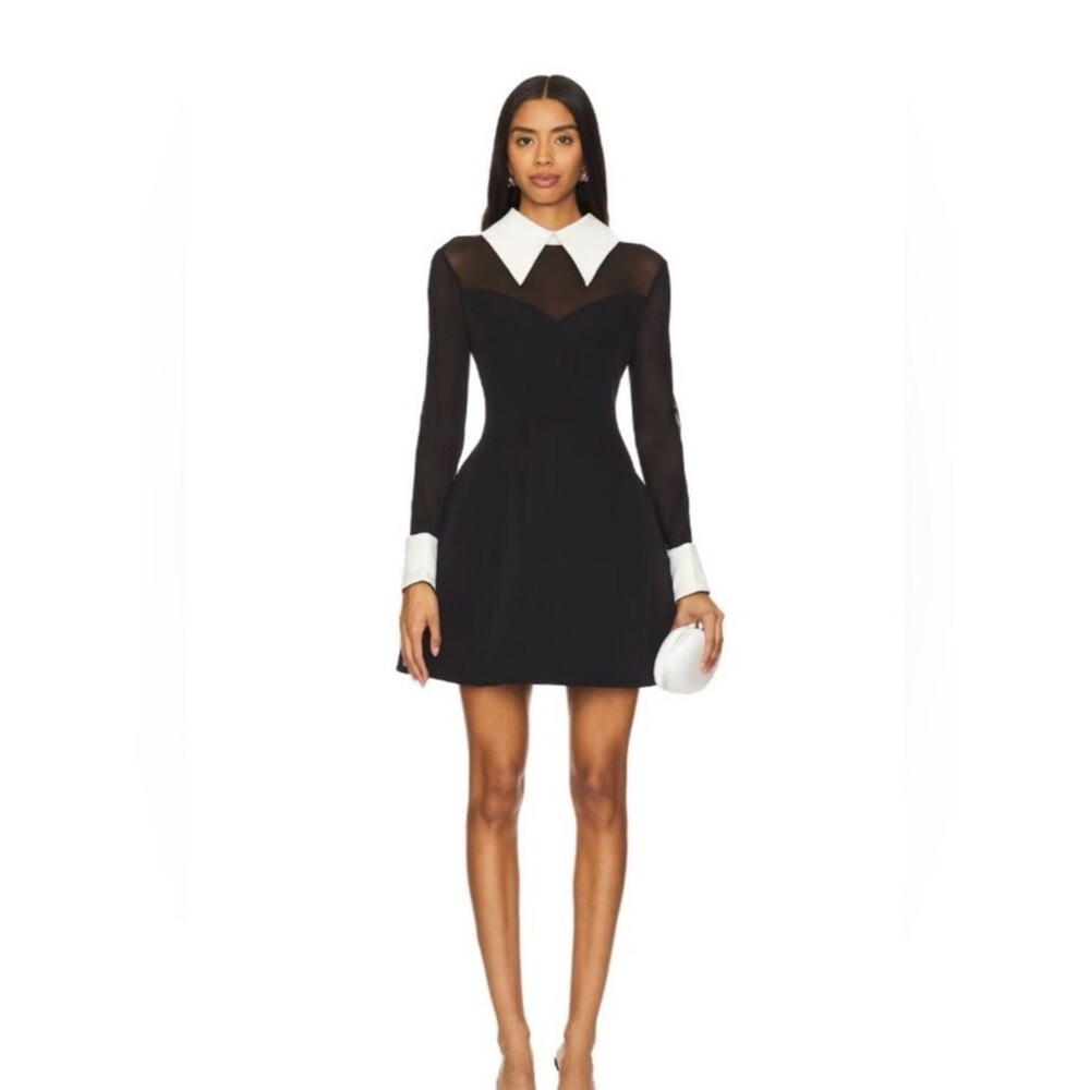 New Bronx and Banco Wednesday Long-Sleeve White Collar Mini dress, wedding guest